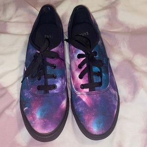 Galaxy print lace-up sneakers